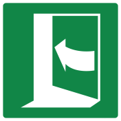 Sticker met pictogram nooduitgang duwen linkerkant ISO 7010