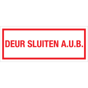 Sticker Deur Sluiten AUB - tekststicker met rode tekst
