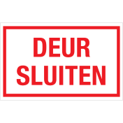 Sticker Deur Sluiten - tekststicker met rode tekst