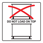 Sticker met pictogram en tekst Do not load on top