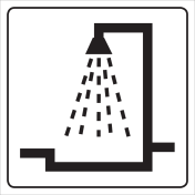 Witte sticker met pictogram voor het aanduiden van een douche