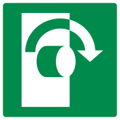 Sticker met pictogram draaiknop draairichting rechts ISO 7010