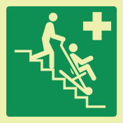Fotoluminescerend bord met pictogram brancard ISO 7010