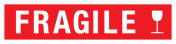 Sticker met pictogram en tekst Fragile