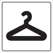 Witte sticker met pictogram voor aanduiding ruimte met garderobe
