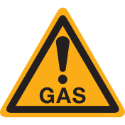 Sticker met pictogram "Waarschuwing Gas"
