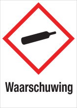 Sticker met pictogram "Gashouder onder druk" en signaalwoord "Waarschuwing" - GHS 04