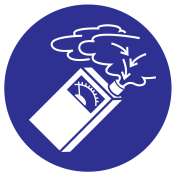 Blauwe sticker met pictogram om aan te duiden dat gebruik van een gasdetector verplicht is - ISO7010 - M048