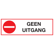 Sticker met pictogram en tekst Geen uitgang