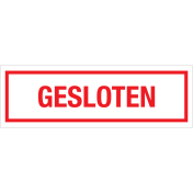 Sticker Gesloten - tekststicker met rode tekst