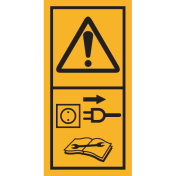 Machinemarkering sticker waarschuwing "Gevaar! Stroom uitschakelen voor reparatie en onderhoud" volgens ISO 11684