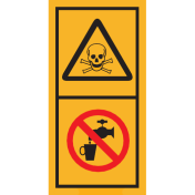 Machinemarkering sticker waarschuwing "Giftige Stoffen, geen drinkwater" volgens ISO 11684