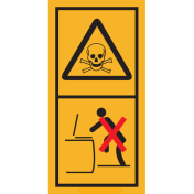 Machinemarkering sticker waarschuwing "Giftige Stoffen, niet opklimmen" volgens ISO 11684