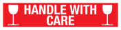 Sticker met pictogram en tekst Handle with care