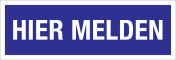Sticker Hier Melden - blauw met witte tekst