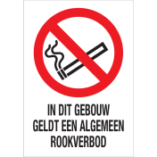 Sticker met pictogram en tekst in dit gebouw geldt een algemeen rookverbod ISO7010 - P002