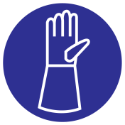 Sticker met pictogram lange handschoenen dragen verplicht