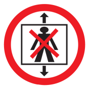 Sticker met pictogram Lift verboden voor personen