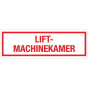 Sticker Liftmachinekamer - tekststicker met rode tekst