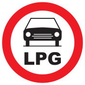 Sticker met pictogram Voertuigen met LPG verboden