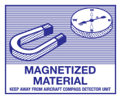 Sticker met pictogram en tekst Magnetized material