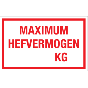 Sticker Maximum Hefvermogen in KG - tekststicker met rode tekst