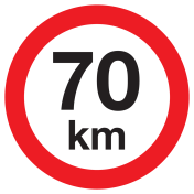 Sticker met pictogram Maximale snelheid 70km