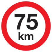 Sticker met pictogram Maximale snelheid 75km