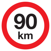 Sticker met pictogram Maximale snelheid 90km