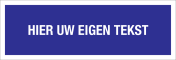 Sticker met Eigen Tekst - blauw met witte tekst en kader