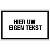 Sticker met Eigen Tekst - wit met zwarte tekst en kader