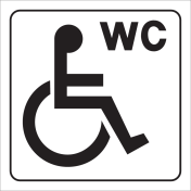 Witte sticker met pictogram voor aanduiding toilet voor mindervaliden