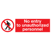 Sticker met pictogram en tekst No entry to unauthorised personnel