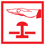 Sticker met pictogram van een noodstop bij brand of calamiteit