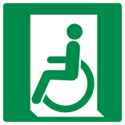 Sticker met pictogram nooduitgang mindervaliden links ISO 7010