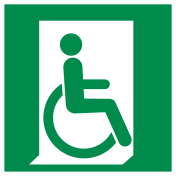 Sticker met pictogram nooduitgang mindervaliden rechts ISO 7010