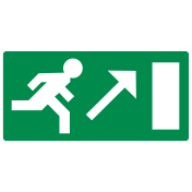 Sticker met pictogram nooduitgang rechts omhoog