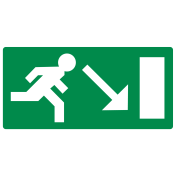 Sticker met pictogram nooduitgang rechts omlaag