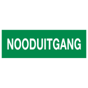 Sticker met tekst "Nooduitgang"
