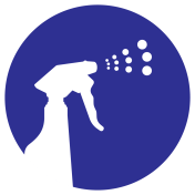 Sticker met pictogram Ontsmetten van oppervlakten verplicht