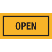 Sticker met tekst "Open"