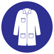 Sticker met pictogram labjas verplicht