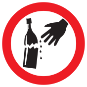 Sticker met pictogram Opgepast voor gebroken glas