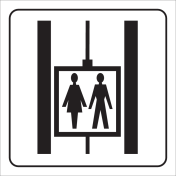 Witte sticker met pictogram voor aanduiding personenlift