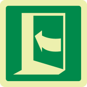 Fotoluminescerende sticker nooduitgang duwen linkerkant ISO 7010