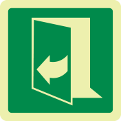 Fotoluminescerende sticker met pictogram nooduitgang trekken rechts ISO 7010