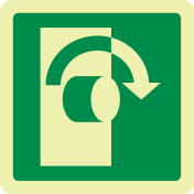 Fotoluminescerende sticker met pictogram draaiknop rechts ISO 7010