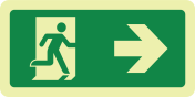 Fotoluminescerende sticker met pictogram nooduitgang rechts ISO 7010