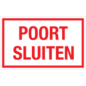 Sticker Poort Sluiten - tekststicker met rode tekst