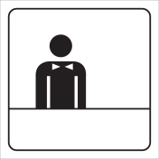 Witte sticker met pictogram voor het aanduiden van de receptie